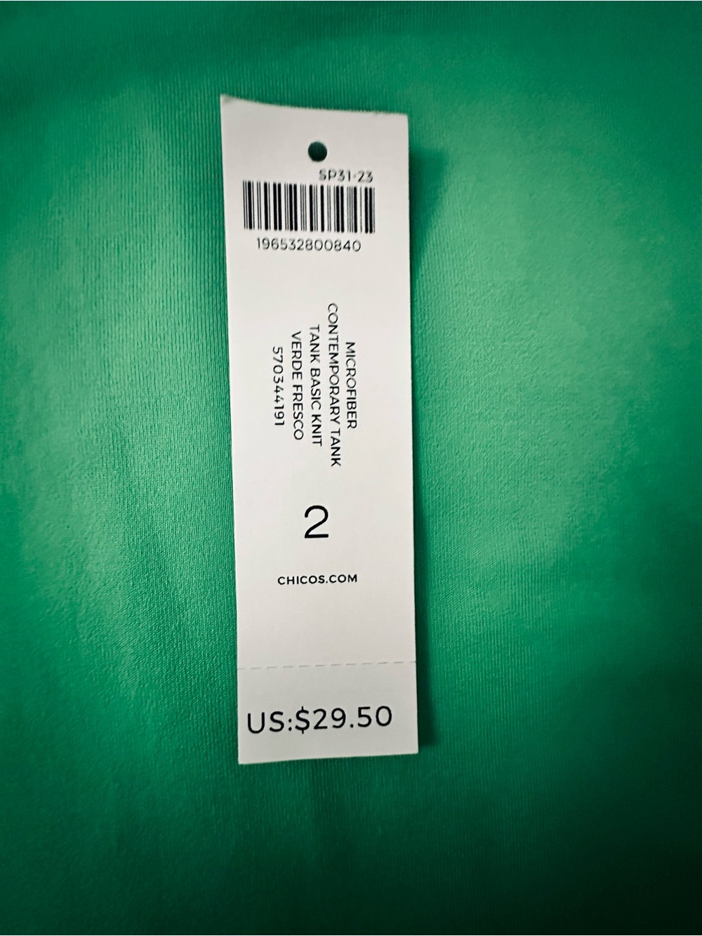 Women’s Chico’s Microfiber Contemporary Tank Top Fresco Green Size 2 = 12 - Picture 5 of 9